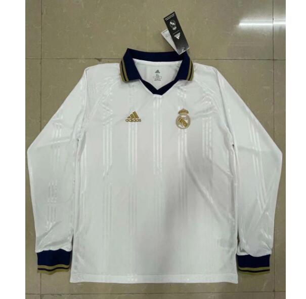 Real Madrid Retro White Long Sleeve Soccer Jersey Shirt